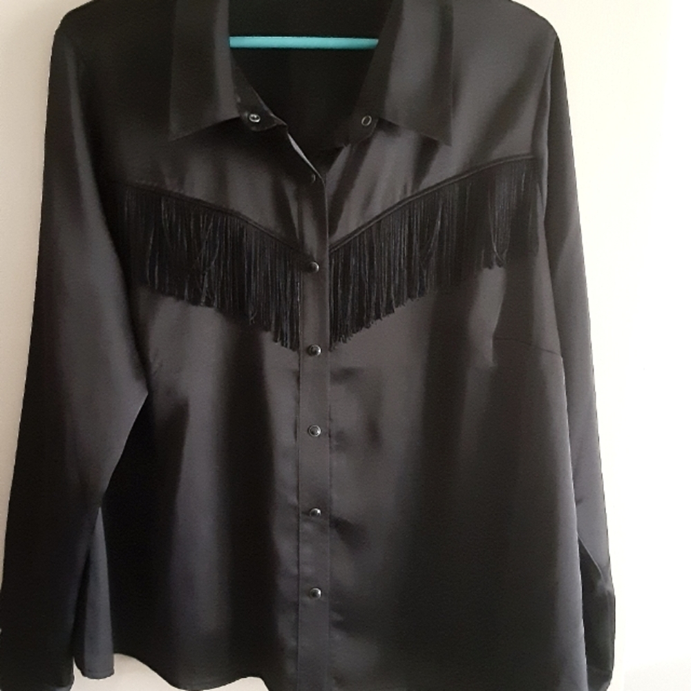 Forever 21 black fringe cowgirl blouse